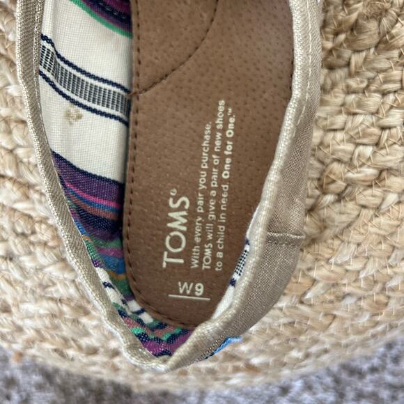 TOMS Natural Metallic Alpargatas Burlap Espadrilles size 9 - Picture 5 of 12